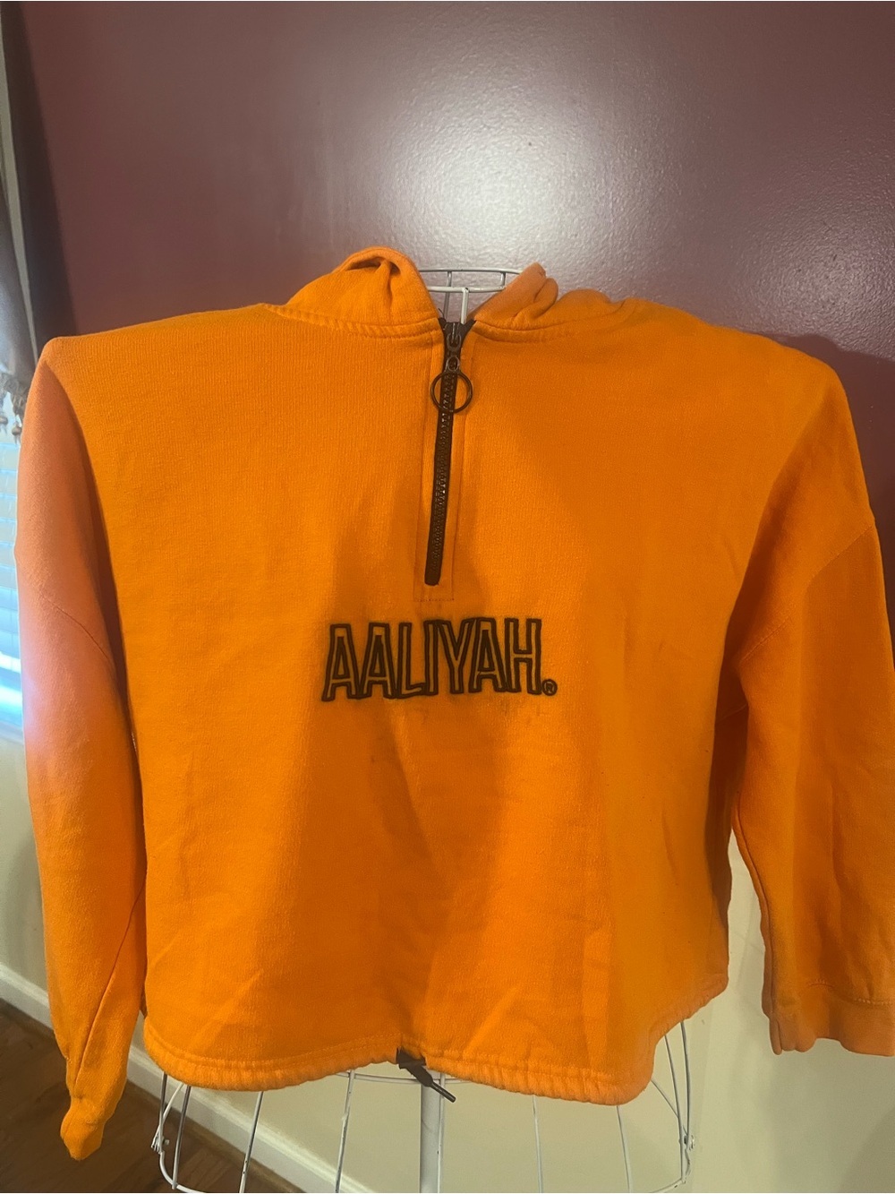 Aaliyah Orange Half-Zip Hoodie Jacket